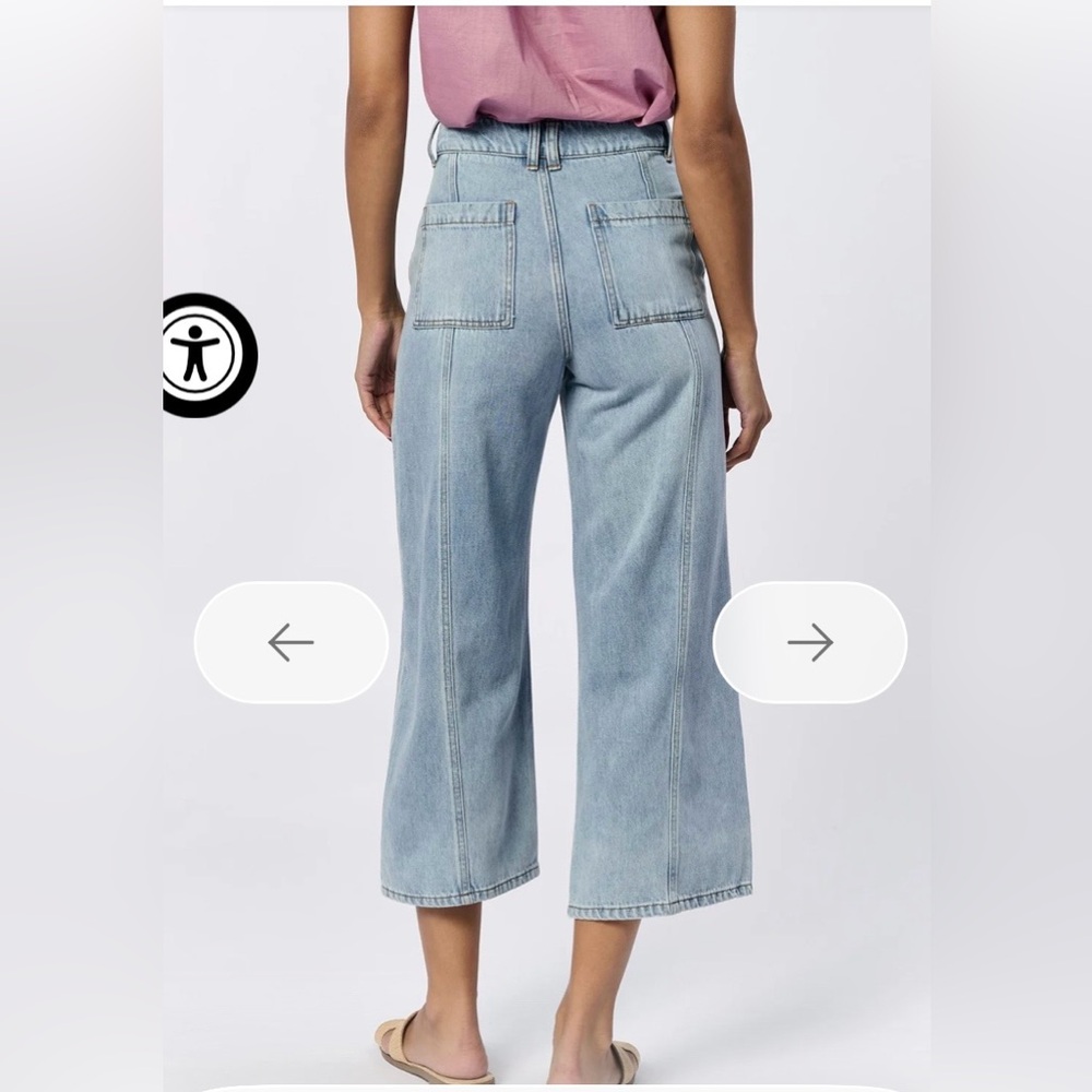 Dear John Audrey Light Blue Wide-Leg Jeans with Front Patch Pockets - Picture 2 of 4
